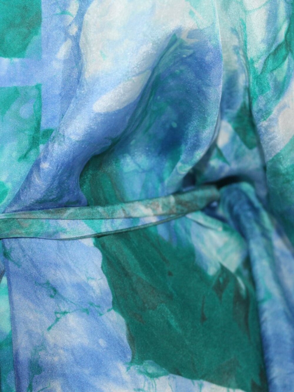 Osei Duro blue silk kaftan dress flowy watercolor beach resort wear mini - Picture 7 of 12